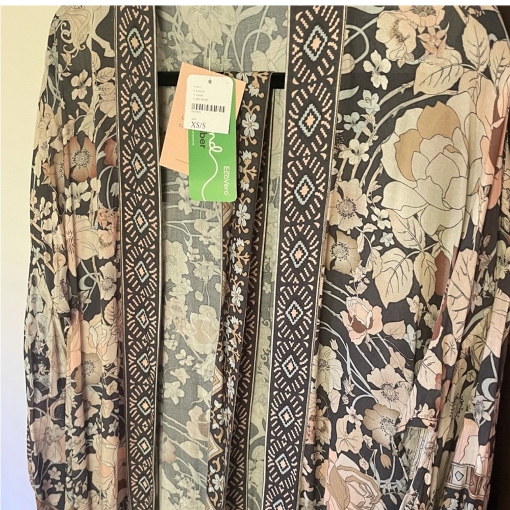 NWT FP X SPELL Free People Amethyst Nightfall Kimono Robe Wild Horses Floral S/M - Picture 5 of 7